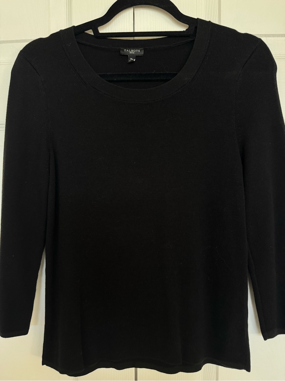 Talbots Black Long-Sleeve Crewneck Knit Top